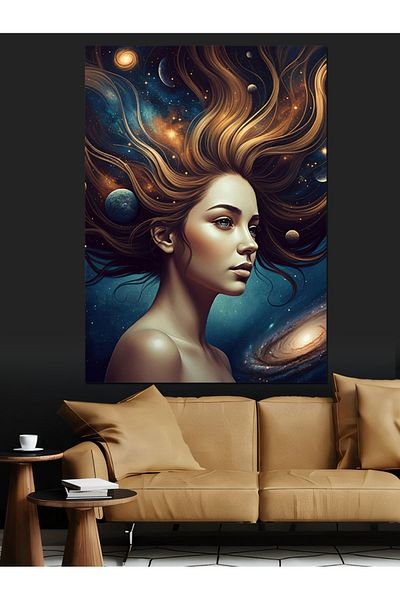 Tablomega Planets and Women Decorative Canvas - Mdf Wooden Painting