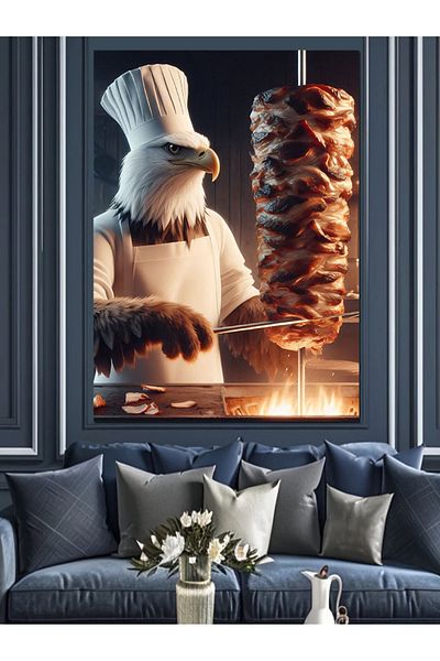 Tablomega Rotary Cook Eagle Decorative Canvas - Mdf Wooden Painting