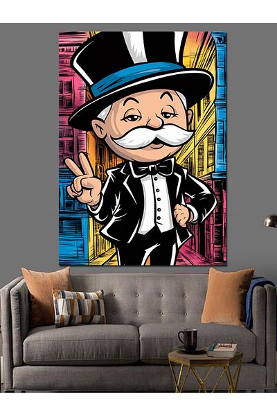 Tablomega Monopoly Man Decorative Canvas - Mdf Wooden Table