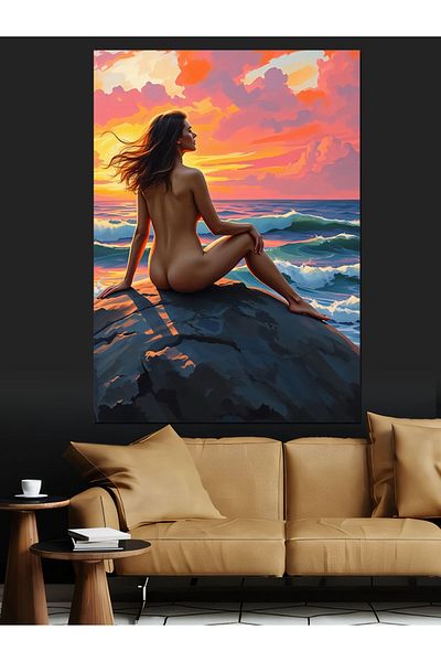 Tablomega Woman on Sunset Decorative Canvas - Mdf Wooden Painting