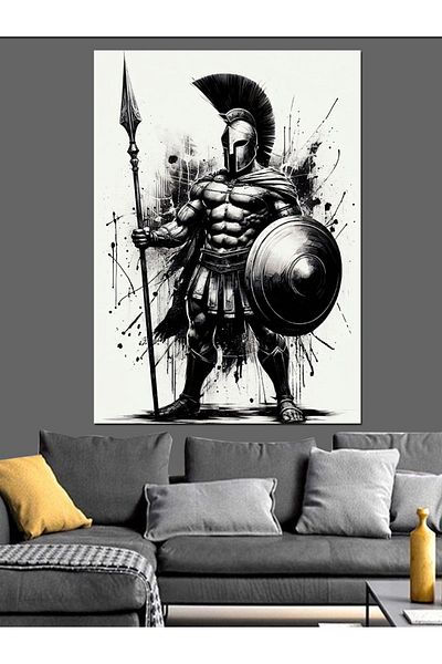 Tablomega Armored Spartan Decorative Canvas - Mdf Wooden Painting