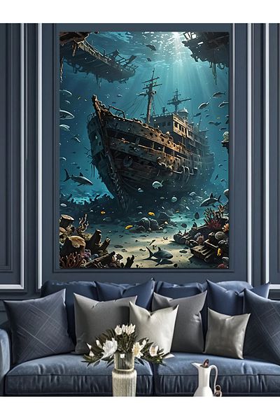 Tablomega Sunken Ship Decorative Canvas - Mdf Wooden Painting