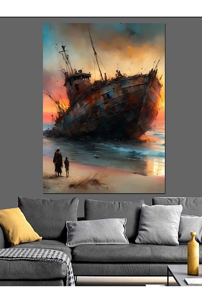 Tablomega Canvas Decorativ Încărcat Navă Seargled - Lemn MDF