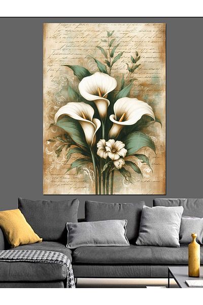 Tablomega Lily Flowers Decorative Canvas - Mdf Wooden Painting