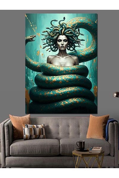 Tablomega Medusa and Snakes Decorative Canvas - Mdf Wooden Painting