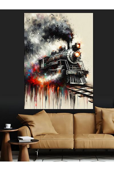 Tablomega Steam Train Decorative Canvas - Mdf Wooden Painting