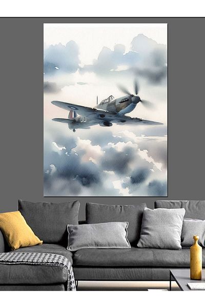 Tablomega Airplane in the Sky Decorative Canvas - Mdf Wooden Painting