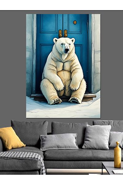 Tablomega Polar Bear Decorative Canvas - Mdf Wooden Painting