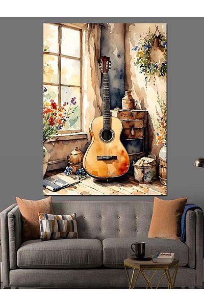 Tablomega Canvas Decorativ pentru Chitară pe Marginea Ferestrei - Lemn MDF