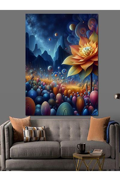 Tablomega Colorful Flower Field Decorative Canvas - Mdf Wooden Painting