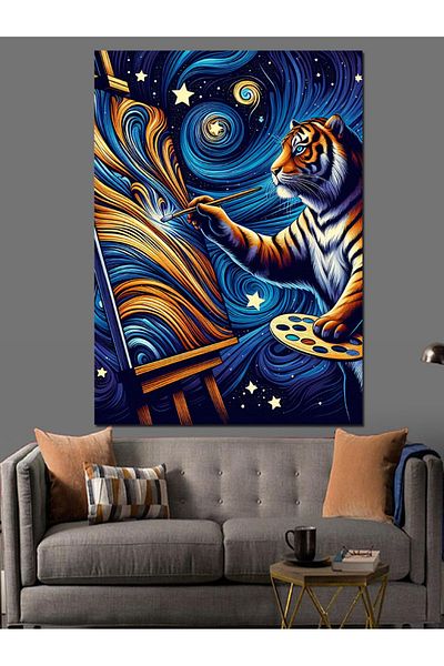 Tablomega Pânză decorativă Starry Tiger Art - Lemn MDF