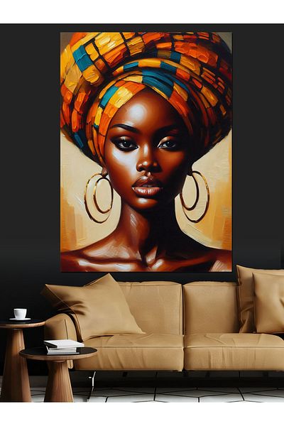 Tablomega African Woman Portrait Decorative Canvas - Mdf Wooden Painting