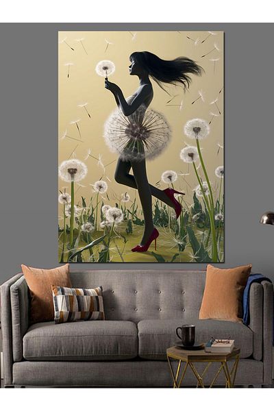 Tablomega Dandelion Girl Decorative Canvas - Mdf Wooden Painting