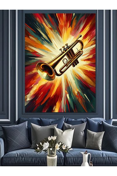 Tablomega Flaming Trumpet Decorative Canvas - Mdf Wooden Table