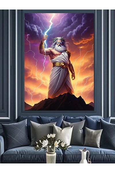 Tablomega God Who Calls Lightning Figure Decorative Canvas - Mdf Wooden Painting