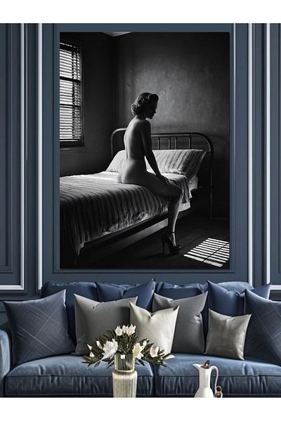 Tablomega Woman on Bed Decorative Canvas - Mdf Wooden Painting