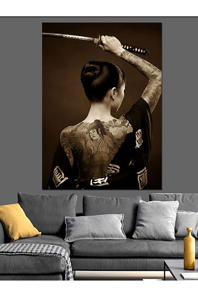 Tablomega Samurai Woman Decorative Canvas - Mdf Wooden Painting