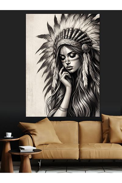 Tablomega Native American Woman Decorative Canvas - Mdf Wood Painting