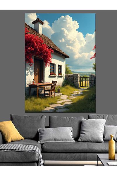 Tablomega Floral Garden House Decorative Canvas - Mdf Wooden Painting