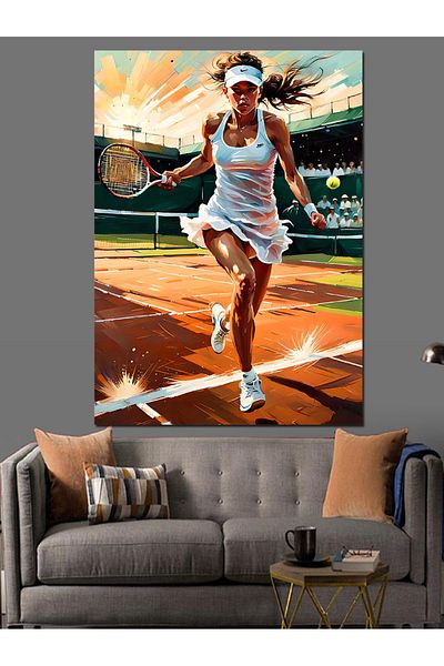 Tablomega Tennis Player Decorative Canvas - Mdf Wooden Table