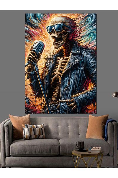Tablomega Skeleton Decorative Canvas with Microphone - Mdf Wooden Painting