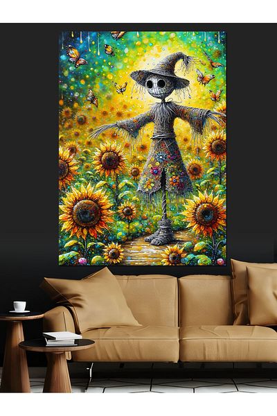 Tablomega Floral Scarecrow Decorative Canvas - Mdf Wooden Painting