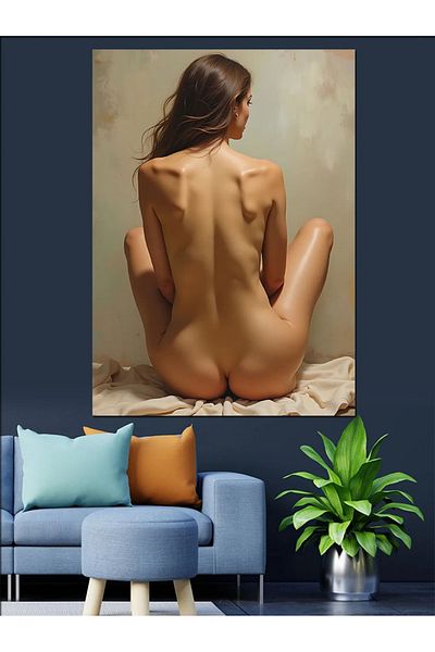 Tablomega Nude Style Sitting Woman Decorative Canvas - Mdf Wooden Painting
