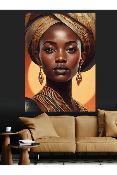 Tablomega African Woman with Headscarf Decorative Canvas - Mdf Wooden Painting