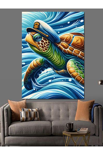 Tablomega Turtle in Water Decorative Canvas - Mdf Wooden Painting