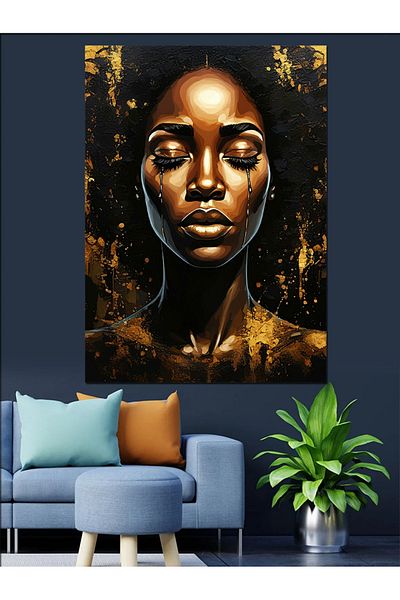 Tablomega Portrait of a Black Woman Decorative Canvas - Mdf Wooden Painting