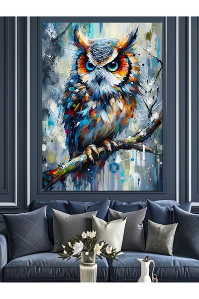 Tablomega Colorful Owl Decorative Canvas - Mdf Wooden Painting