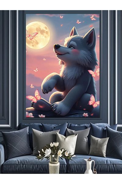 Tablomega Lupul zâmbitor Canvas decorativ - Lemn MDF