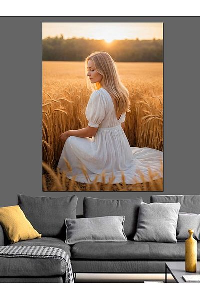 Tablomega Girl in a Wheat Field Decorative Canvas - Mdf Wooden Painting