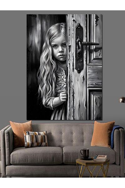 Tablomega Girl at the Door Decorative Canvas - Mdf Wooden Painting