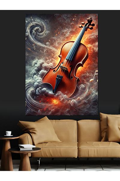 Tablomega Violin Inside the Clouds Decorative Canvas - Mdf Wooden Painting