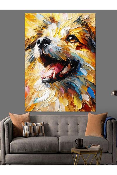 Tablomega Colorful Dog Portrait Decorative Canvas - Mdf Wooden Painting