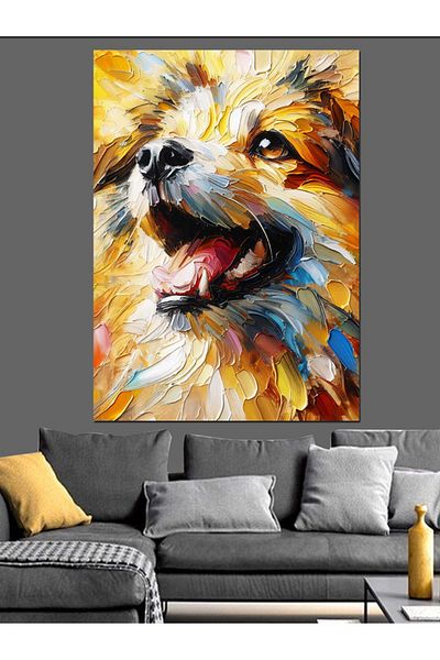 Tablomega Colorful Dog Portrait Decorative Canvas - Mdf Wooden Painting