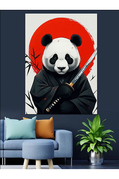 Tablomega Ninja Panda Decorative Canvas - Mdf Wooden Table