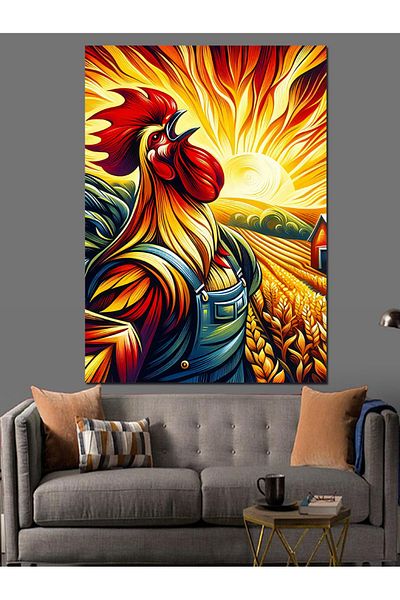 Tablomega Pânză decorativă colorată Cocoș - Lemn MDF
