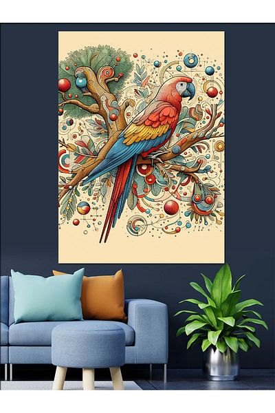 Tablomega Colorful Bird Decorative Canvas - Mdf Wooden Painting