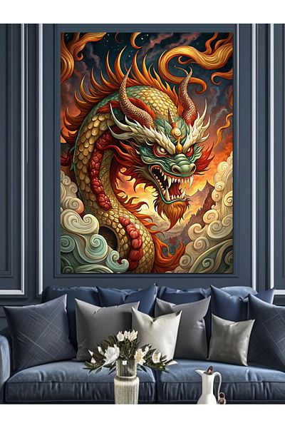Tablomega Pânză decorativă Dragon - Lemn MDF