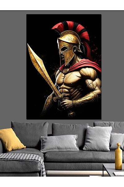Tablomega Shielded Warrior Decorative Canvas - Mdf Wooden Painting
