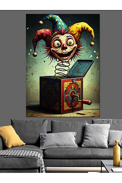 Tablomega Box Clown Decorative Canvas - Mdf Wooden Painting
