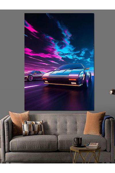 Tablomega Futuristic Race Car Decorative Canvas - Mdf Wood Painting