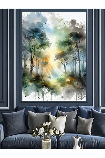 Tablomega Pânză decorativă Pădure Nebuloasă - Lemn MDF