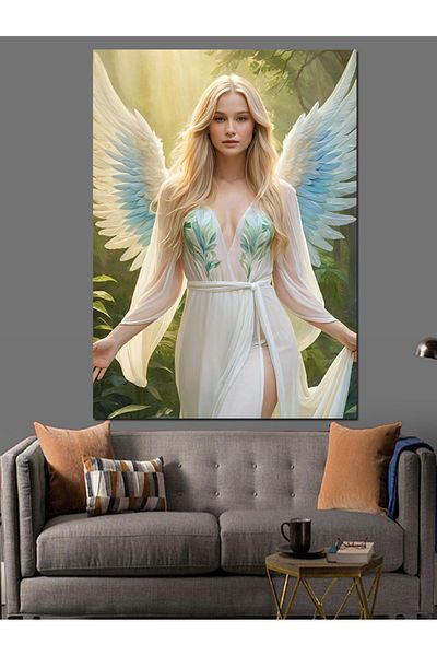 Tablomega Angel Figure Decorative Canvas - Mdf Wooden Painting