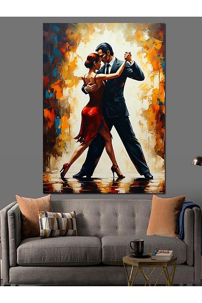 Tablomega Dancing Couple Decorative Canvas - Mdf Wooden Table