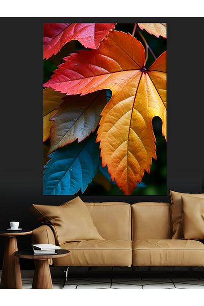 Tablomega Autumn Leaves Decorative Canvas - Mdf Wood Table