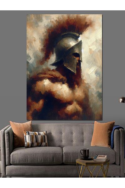 Tablomega Gladiator Portrait in Fog Decorative Canvas - Mdf Wooden Painting