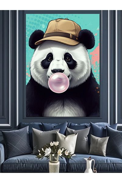 Tablomega Panda de mestecat gumă de mestecat Pânză decorativă - Lemn MDF